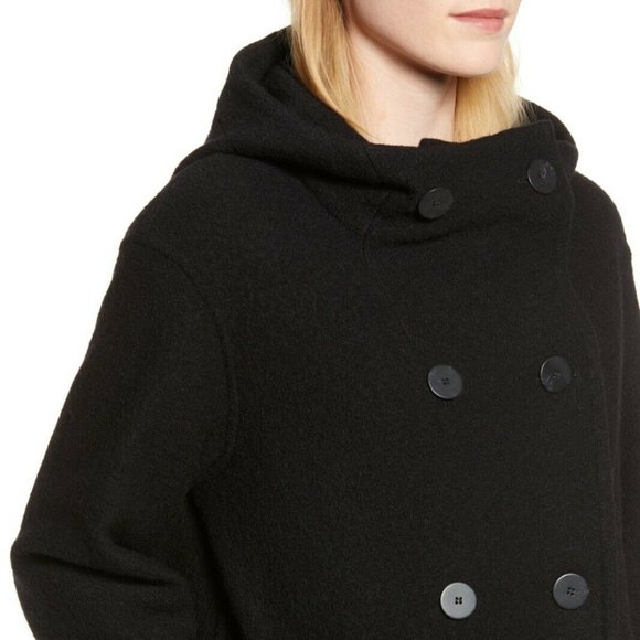 Fleurette M Teddy Wool Hooded Coat Black - Picture 1 of 7